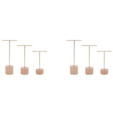 6Pcs T Bar Earring Display Stand with Wooden Base Jewelry Holders Hanging Jewelry Organizer for Photography Props B