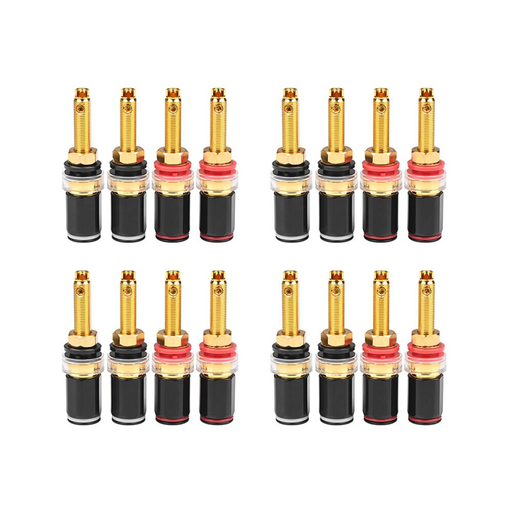 16Pcs Hifi Speaker Terminal Binding Post Pure Copper Gold Plated Amplifier Connector For Female Banana Jack Plug 4713940486891
