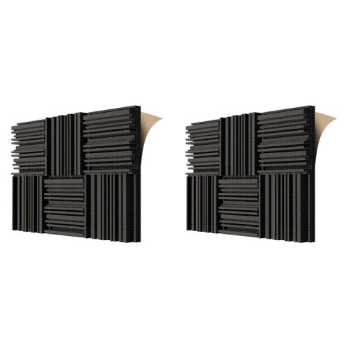 PainéIs de Espuma AcúStica Autoadesivos de 12 Unidades, Espuma Absorvente de Som de 12 X 12 X 2 Polegadas, Espuma À Prova de Som de EstúDio de