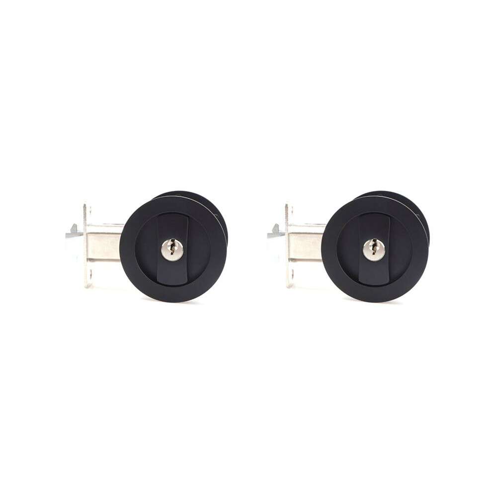 2X Sliding Pocket Door Lock Black Privacy Round Pocket Door Hardware Black Contemporary Pocket Door Lock With Keys 6034051687075