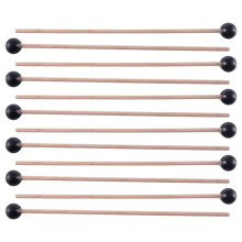 12Pcs Soft Rubber Sticks Wood Handle Bell Mallets for Glockenspiel Xylophone Bell Music Instruments Parts Black