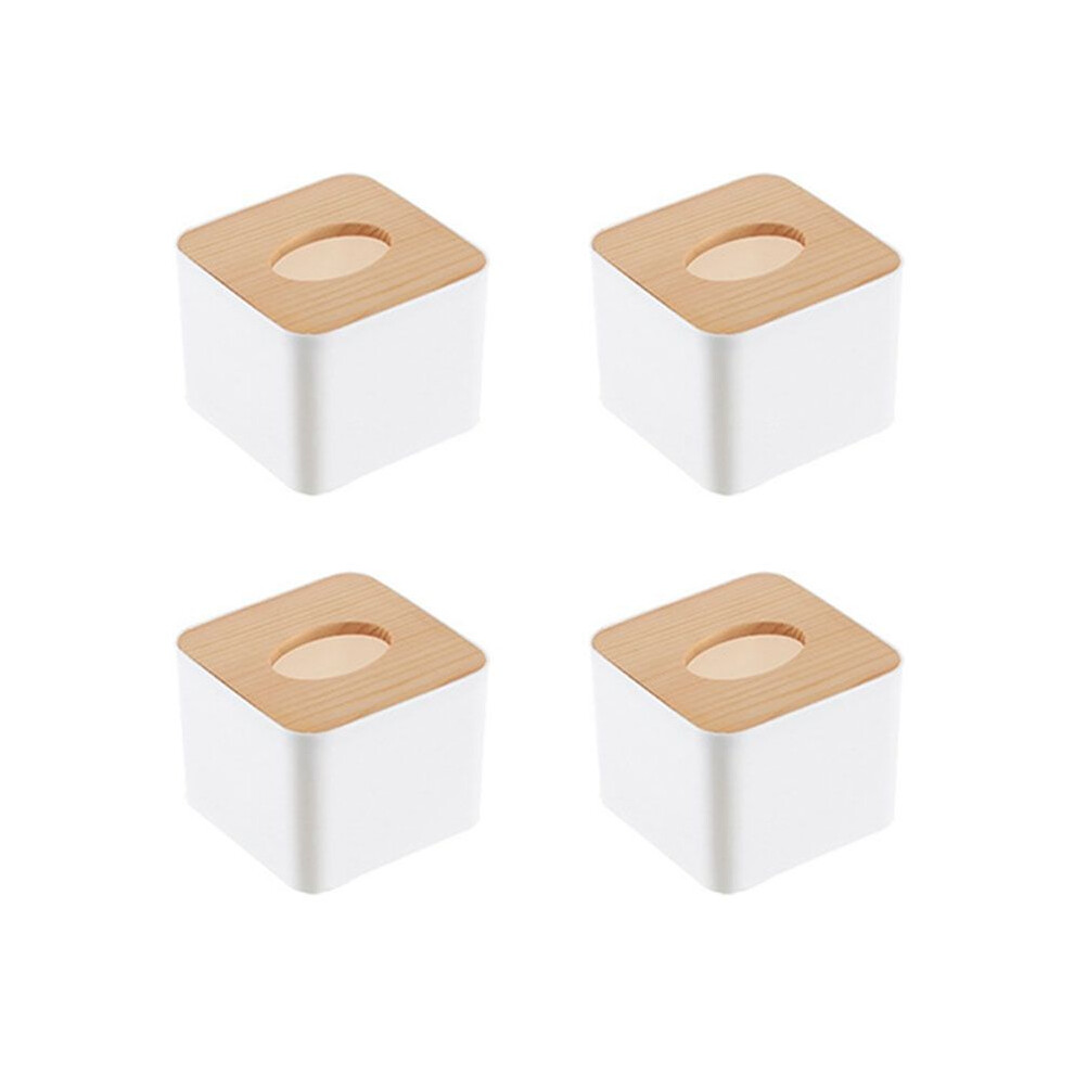 4X Square Tissue Box Tissue Box with Wooden Lid Household Removable  Wooden Tissue Box
