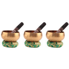 3X Nepal Handmade Copper Tibetan Bowl Yoga Meditation Chanting and Buddhist Music Bowl