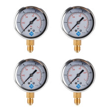 4X TS Low Pressure Gauge 0-1Bar 0- 15PSI 1/4 Inch 68mm Dial Hydraulic Water Pressure Gauge Manometer Measuring Tool
