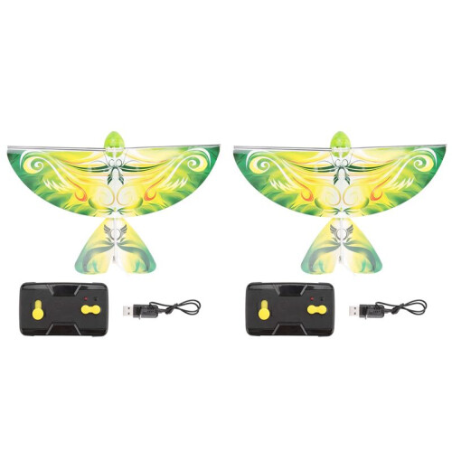 2X Remote-Controlled Simulation Flapping-Wing Flight  Induction Electric  Remote Control Bionic Bird Green