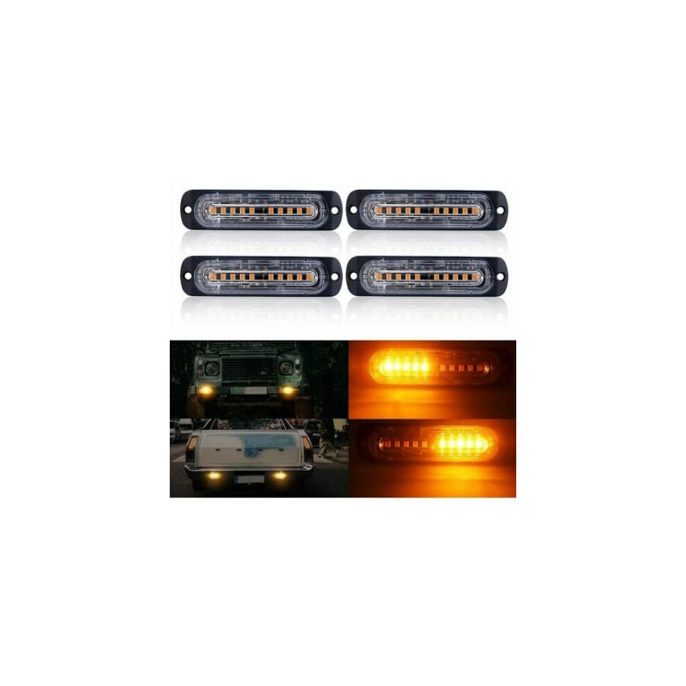Led Grille Sync-Able Units For Auto Emergency, Surface Mount Strobe, Strong Fog Penetrability, Waterproof Design, (4Pcs) Light/Orange 9173940247307
