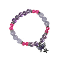 Beautiful Crystal Bracelet with Butterfly Pendant-Purple