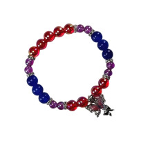 Colorful Crystal Beaded Bracelet Beaded Wristband Butterfly-Red