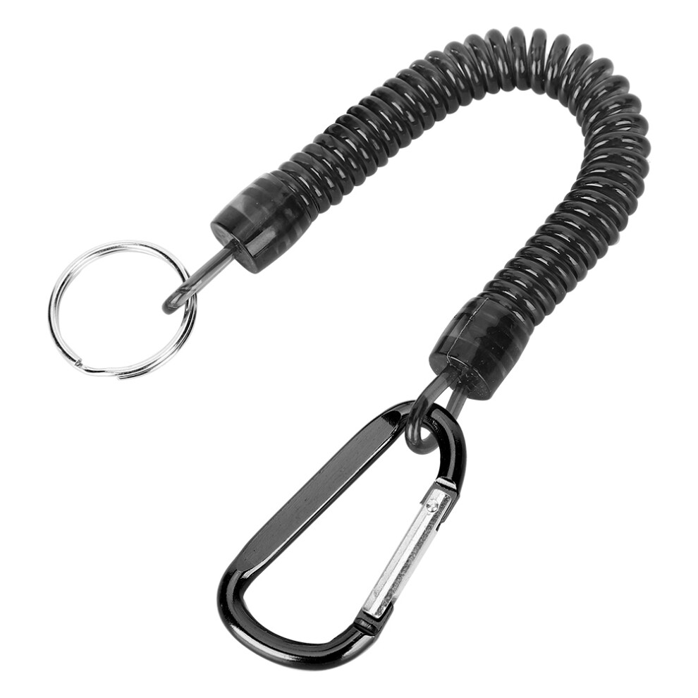 Spiral Fishing Lanyard, Retractable Safety Cord Ensures Quick Access To Your Tools, Elastic Spring Coil With Stainless Steel Carabiner For Lightweight 9301476942056