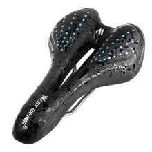Bicycle Saddle, Comfortable Soft Gel Foam Padded Leather Bike Seat with Ergonomic Design and Air Ventilation for Road, MTB, Folding, Exercise Bikes