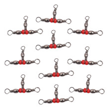 Triple Swivel Cross Line Fishing Tackle T-Shape Three Way Swivel Brass Barrel Scratch Resistant Quick Dry With Premium Black Nickel Finish For