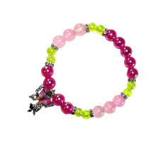 Colorful Crystal Bead Bracelet Beaded Wristband-Rose red
