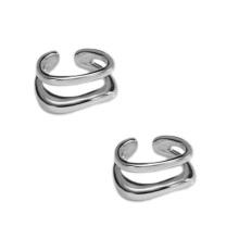 Modische Ohrmanschette für Damen, geometrische C-Form,-Platin.