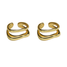 Fashionable Ear Cuff for Women Geometric C Shape Double-Golden