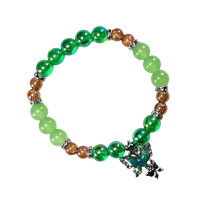 Elegant Glass Bead Bracelet Butterfly Pendant Handchain-Green