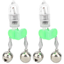 Fishing Bells Clip With LED Light For Night Fishing, Twin Bells Ring Fishing Bite Alarm Indicator Automatic Alarm Dual Alert Durable Design Easy To Us
