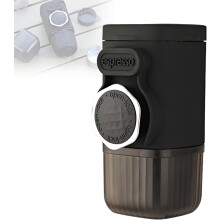 (Black) Portable Espresso Machine Hand-operated, Mini Travel Coffee Maker Washable No power for Capsules and coffee powder 19bar Compact