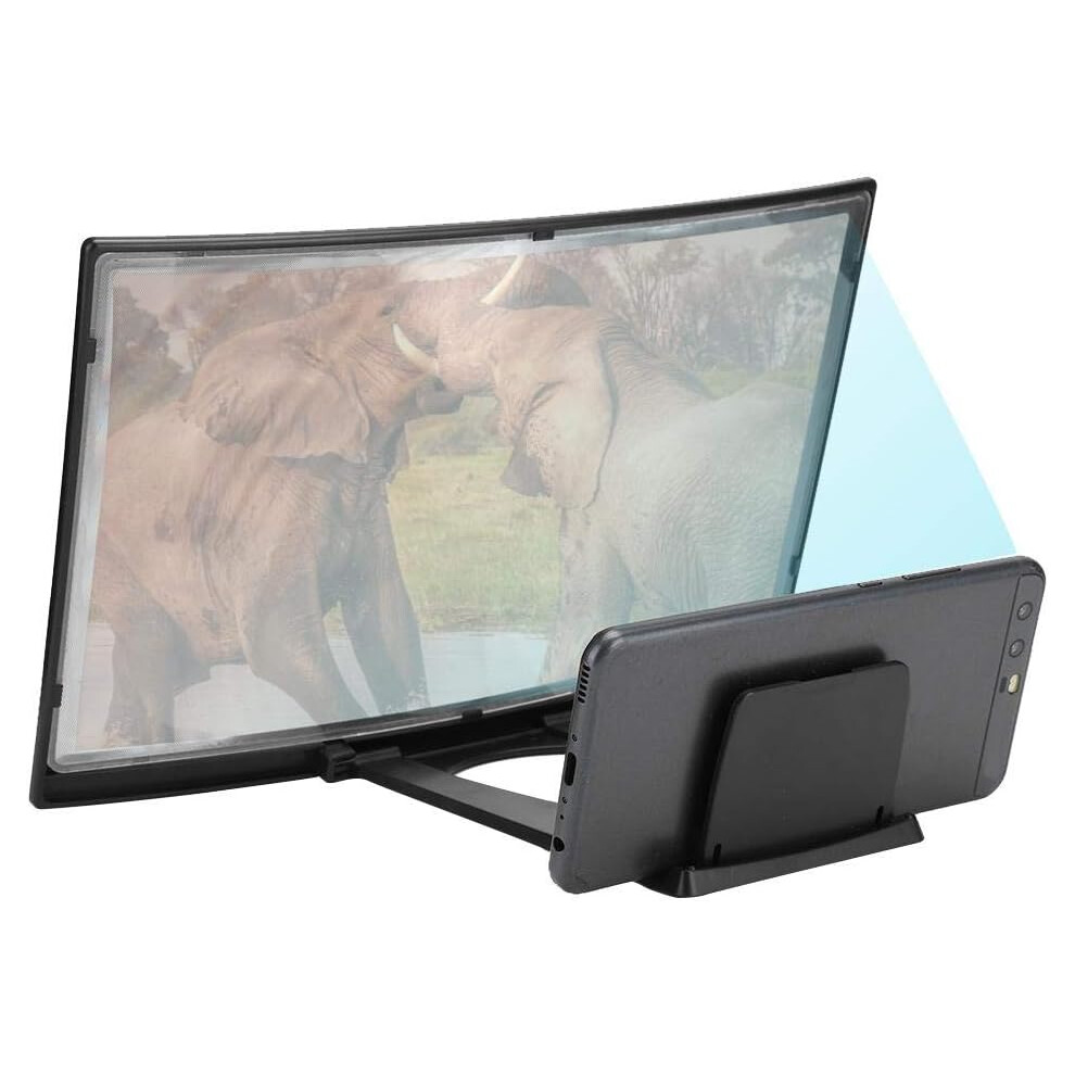 12'' 3D Curved Screen Magnifier, Hd Mobile Video Movie Smartphone Screen Amplifier Projector Cell Phne Stand Bracket 749655460677