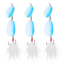 High-performance Fishing Lure, Bleeding Bait Red Treble Hook for Light Tipping Fare, 360-degree spin Copper Weight Spinner with Water-guide Groove