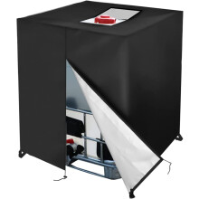 Sunproof IBC Water Tank Cover 275 Gallon, Dustproof Weather Resistance Protective Tote Bag with Adjustable Wind Straps for Outdoor Rain Barrel Garden