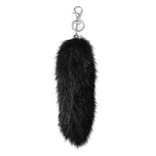 Modieuze staart sleutelhanger tas hanger-Zwarte dunne staart