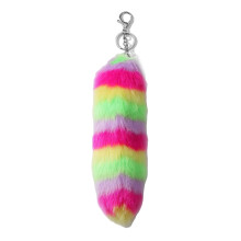 Unieke faux haarstaart sleutelhanger-Kleurrijke pluche staart