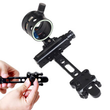 Archery Bow Sight for Compound Bows, Waterproof Fogproof Single Pin Bow Sight with Micro Adjustable Aluminum Alloy Construction, Fiber Optic Pin LED S