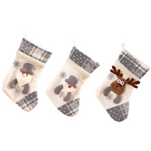 Meias de Natal Vintage Decorativas, Meias Personalizadas em Juta Não Tecida com Apliques para Decoração de Festas em Família, Tecido Resistente