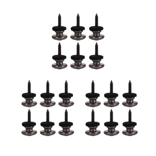 18 Pieces Mushrooms  Guitar Strap Buttons Strap Locks Chrome (Black)
