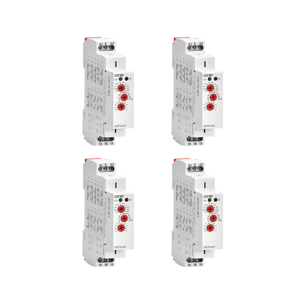 4X Geya Grt8-M1 Off Delay Relay 16A Ac/Dc12v-240V Multifunction Din Rail Automatic Timer Relay 4711744459134