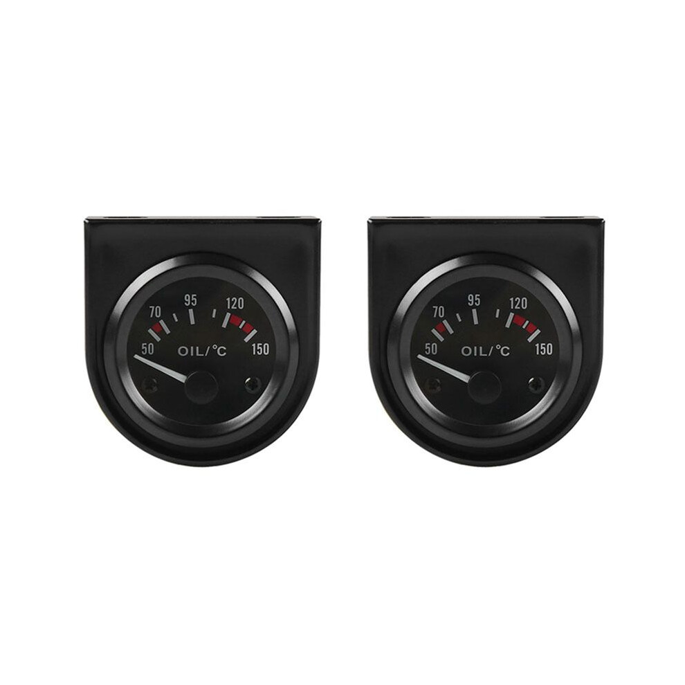 2Pcs 2 Inch 52Mm 12V Led Pointer Car Oil Temp Temperature Gauge With Sensor White/Black 4712379911295