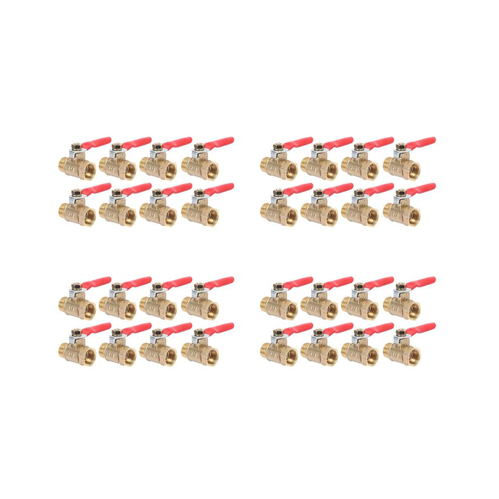 32Pcs 1/4 Inch Heavy Duty Brass Valve Shut Off Male And Female Npt Thread Pipe Fitting 6033885752324