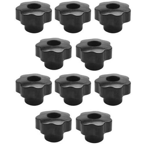 10 Pcs M10 10mm Dia Thread Black Plastic Star  Clamping Knob Grip