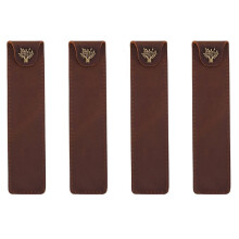 4X Leather Pen Pouch Holder Single Pencil Bag Pen Case with Snap Button for Rollerball Fountain Ballpoint Pen-Brown