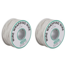 2pcs 305M White PVC Coated Tin Plated Copper Wire Wire-Wrapping 30AWG Cable Roll