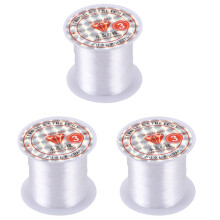 3X Fil de Perles de Bijoux 0,3 mm de Diamètre. Bobine de Fil de Pêche En Nylon Transparent 17 Lb
