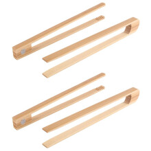 4 Stück Magnetische Bambus Toaster Zange 8,7 Zoll Hölzerne Küchen Toast Zange zum Kochen, Natürliche Bambus Küchen Utensilien