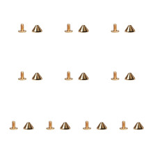 Legierungsnieten, Kegelspikes,-hellgoldene 3 spitze Kegel 9x6