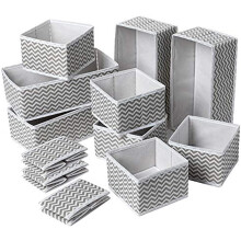 Master Closet Organization, Fabric Foldable Storage Bins, Set of 12 for Space Saving, Adjustable Compartments & Durable Non-Woven Material