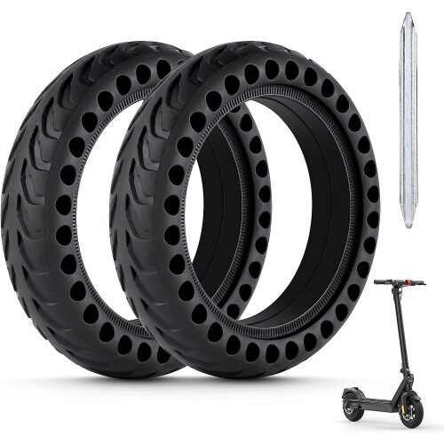 Pneus antiderrapantes para patinete de 8,5 polegadas, pneus sólidos resistentes ao desgaste com design alveolar de absorção de impacto, roda de