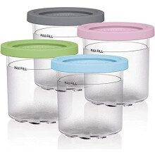 BPA-freie Creami-Ersatzbecher, 16-oz-Behälter mit farbigen Deckeln, kompatibel mit der Ninja Creami NC299AMZ-Serie, auslaufsicheres Design mit