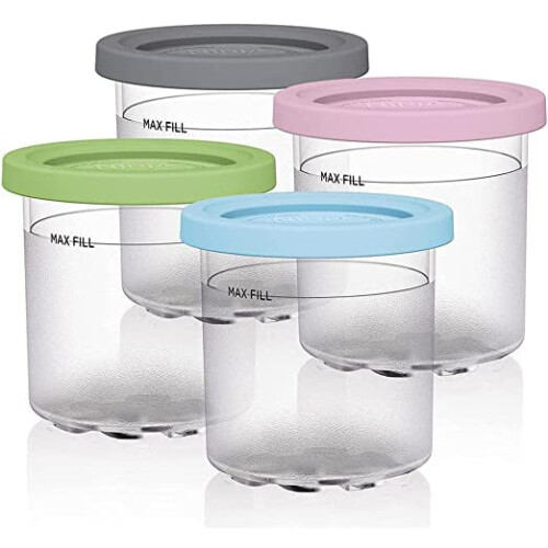 Ανταλλακτικές πίντες Creami χωρίς BPA, δοχεία 16oz με χρωματιστά καπάκια συμβατά με τη