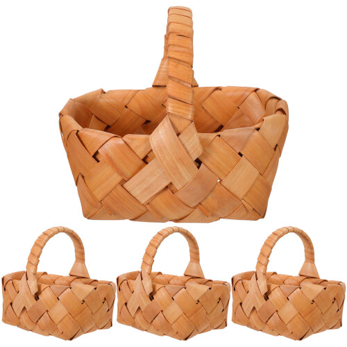4Ud Cestas Tejidas Mini De Madera Para Y Uso Múltiples