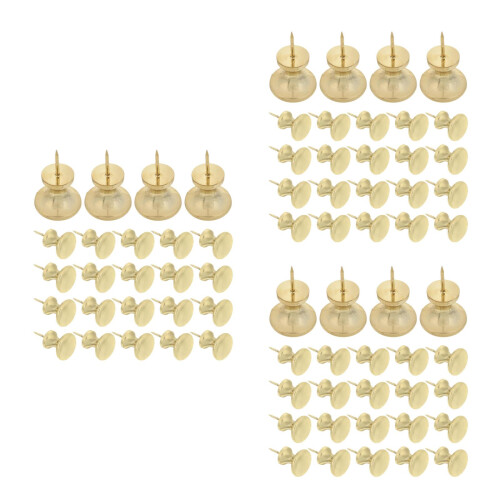 90Pcs Golden Metal and Plastic Push Pins for Map Marking and Posts 2