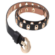 2Ud Cinturones Holed De Cuero PU Negros, Para Mujer Moda Y Uso Diario