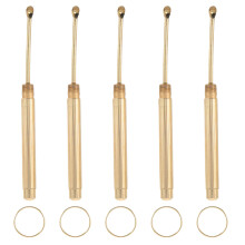 5Ud Cucharas Para Cera De Oídos Metálicas Doradas Con Llaveros