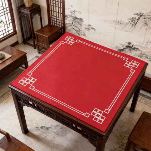 Antislip Mahjong Tafelbescherming Speelmat Rood 2