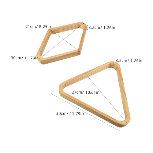2Pièces Cadre Triangle Billard Bois Beige Compatible 9-Ball Snooker 1