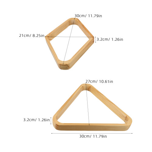2Pièces Cadre Triangle Billard Bois Beige Compatible 9-Ball Snooker 2