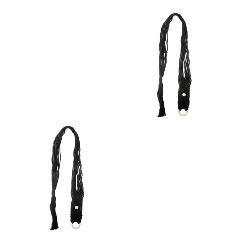 2Pcs Macrame Wall Mount Ukulele Hanger Cotton Linen Instrument Holder 2
